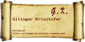 Gilinger Krisztofer névjegykártya